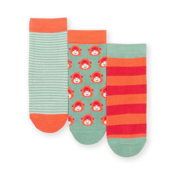 Hovedbilde Kite sokker 3-pk. oransje/grønn/orangutang