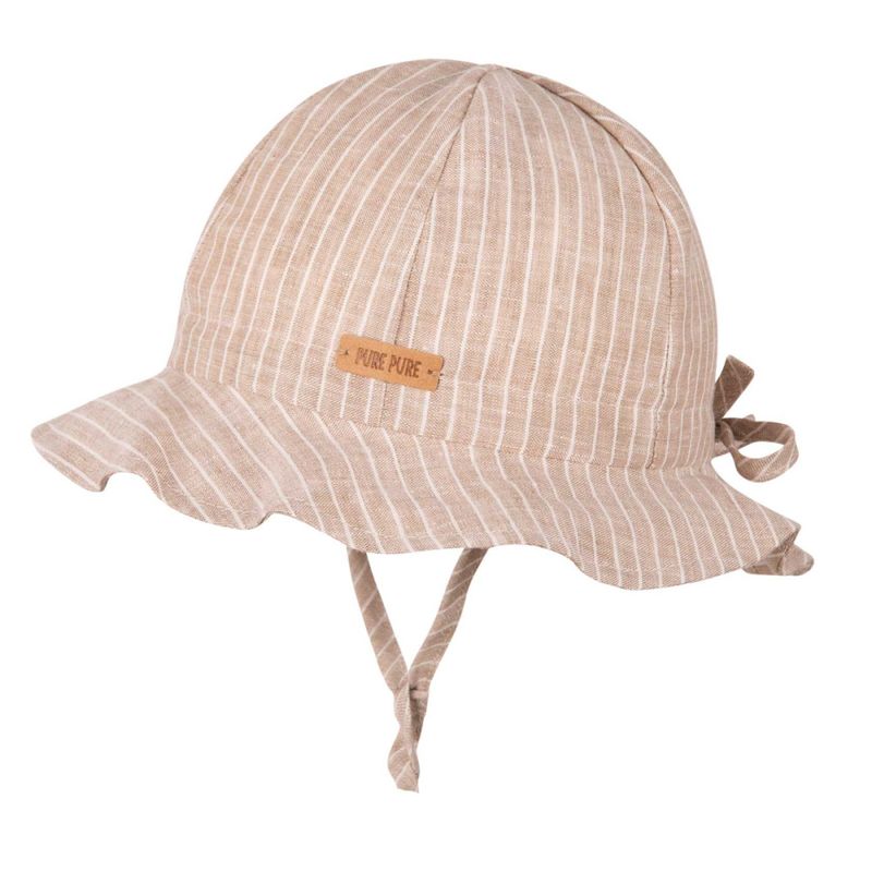 Pure Pure solhatt rund brem striper beige (2026)