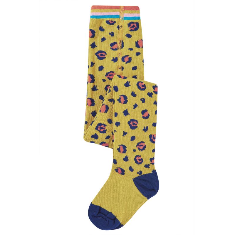 Frugi strømpebukse gul leopard - str. 2-4 år