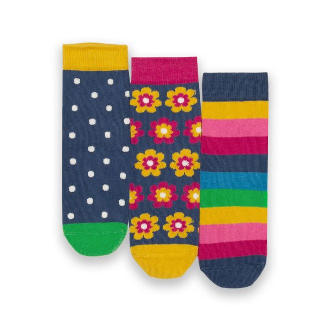 Hovedbilde Kite 3-pk. sokker blomst/striper - kun 36/38