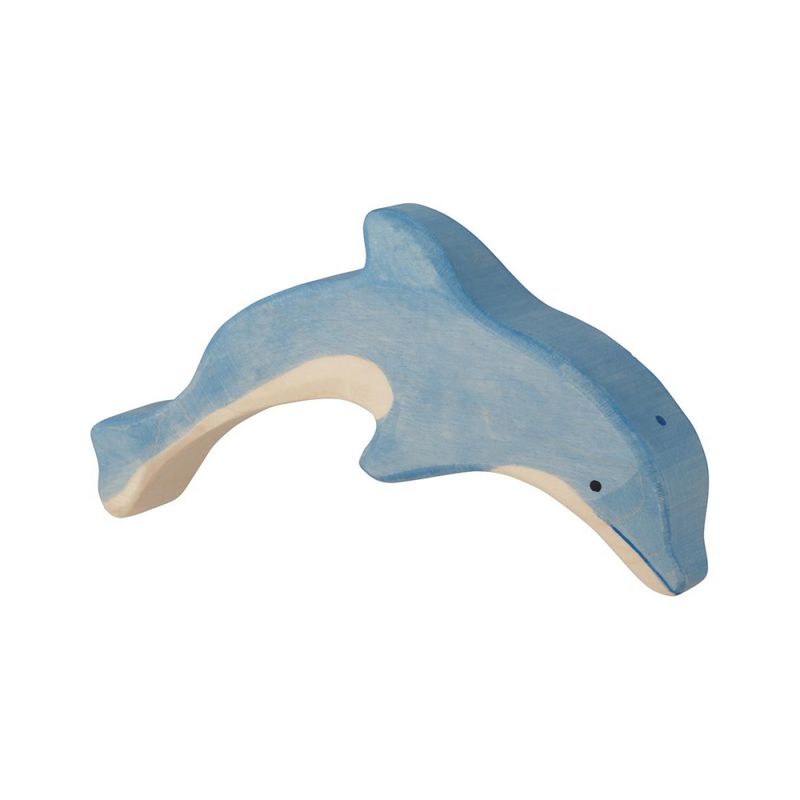 Holztiger trefigur hoppende delfin