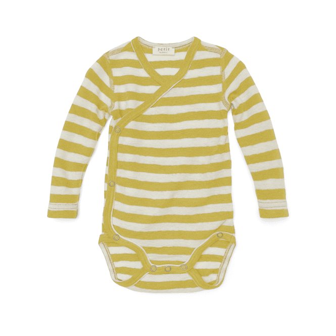 Hovedbilde Petit by Basics omslagsbody ull gul/hvit striper