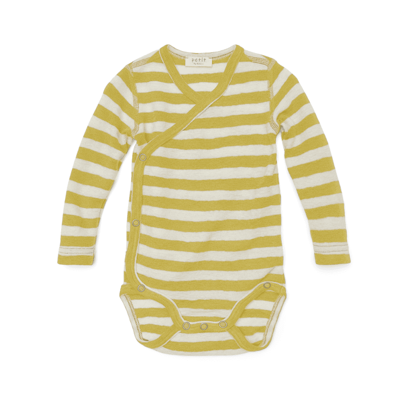Petit by Basics omslagsbody ull gul/hvit striper