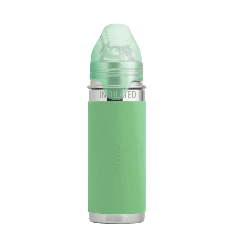 Pura Kiki® sugerørflaske baby stål isolert 260 ml Moss