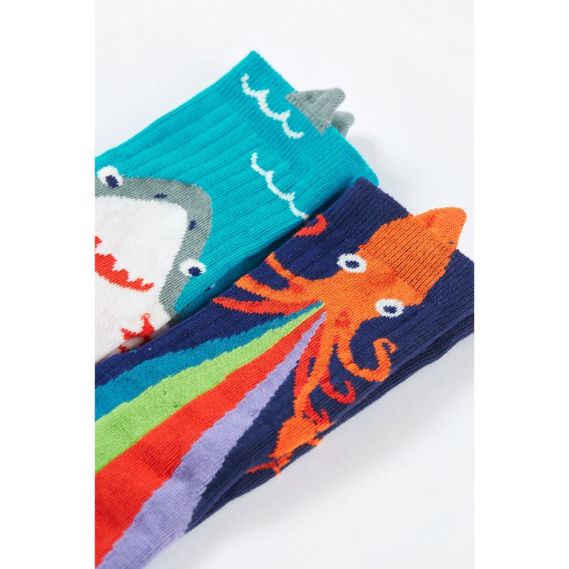 Frugi 2-pk. sokker blekksprut/hai - kun 23/26