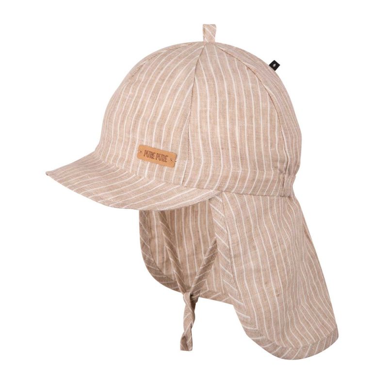 Pure Pure solhatt capsbrem lin striper beige
