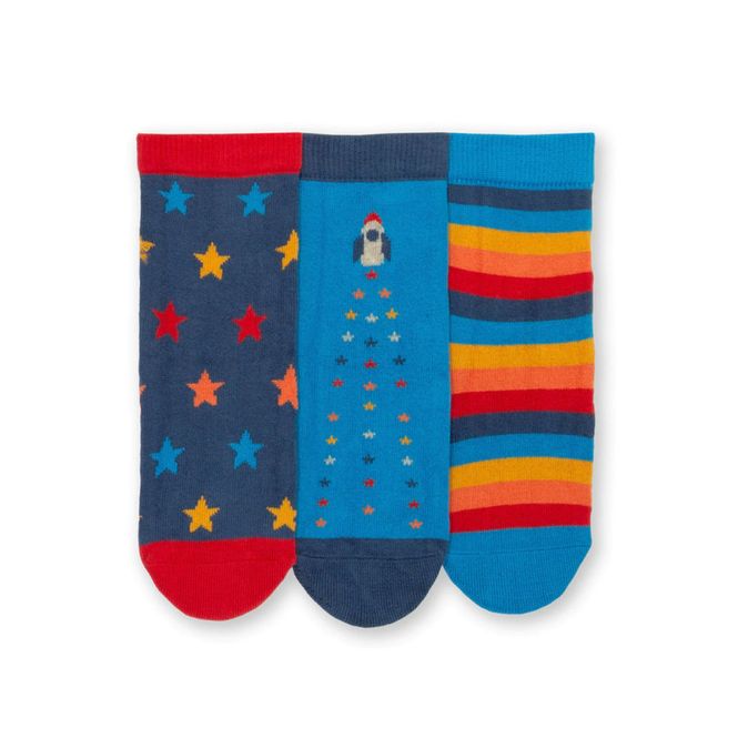 Hovedbilde Kite bomullssokker 3-pk. rakett - kun 23/25