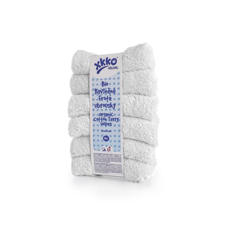 Xkko 6-pk. vaskekluter frotté økobomull